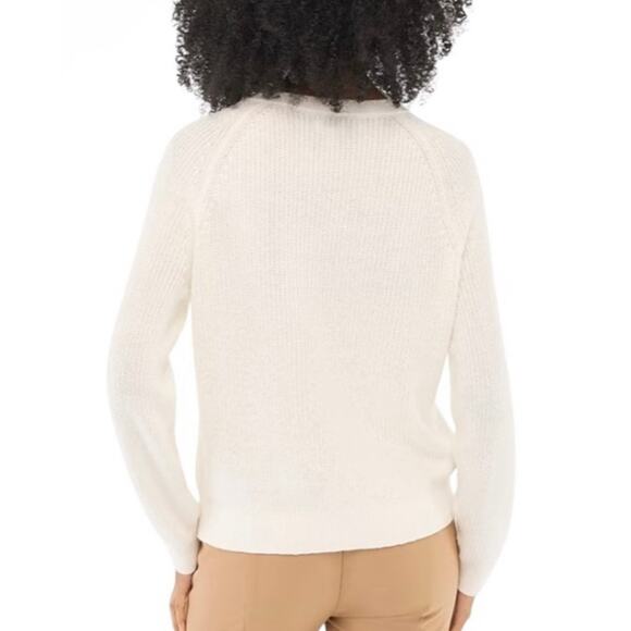 J.Crew Ivory Cotton Knit Gold Button Shoulder Crew Neck Sweater Women’s Size 2X - Picture 2 of 11